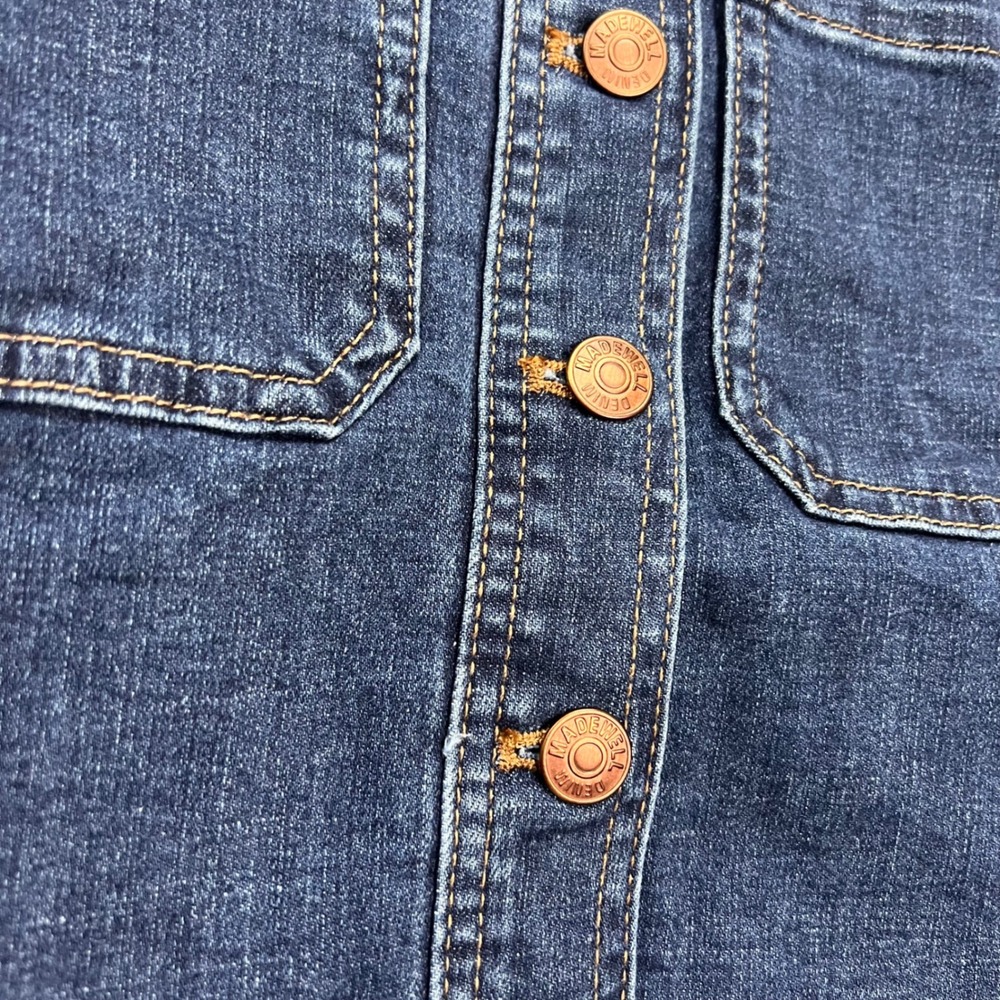 NWT Madewell Womens Stretch Denim A-Line Button Front Mini Skirt Blue Size 6 A3 - Picture 2 of 8